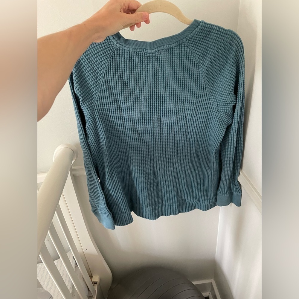 THE North Face WaffleKnit Blue Sweater Sz XLarge - Picture 5 of 6